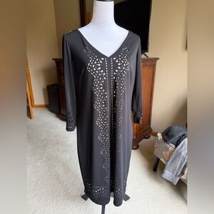 DAVID MEISTER • Black Dress with Cream Cutout Detail • 12